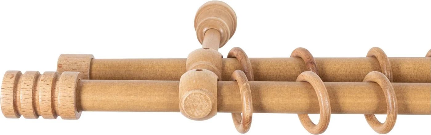 SN DECO GROUP Gardinenstange Pisa 2-läufig Komplettset Eiche 120cm