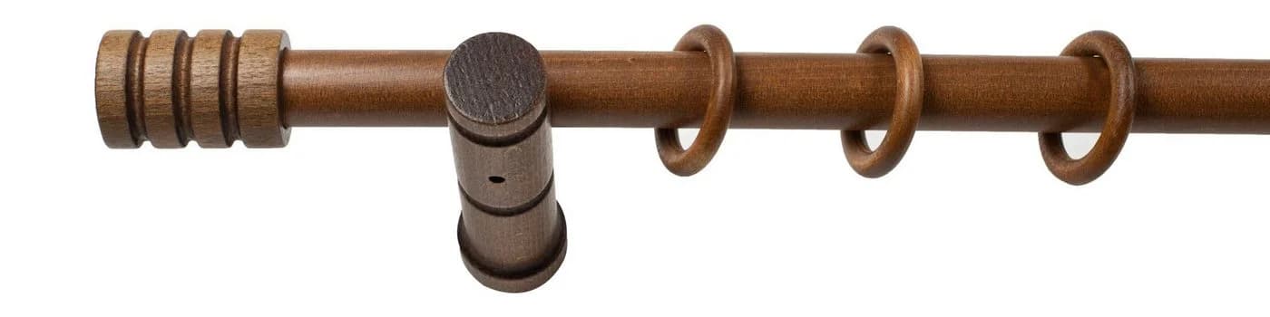 SN DECO GROUP Gardinenstange Pisa 1-läufig Komplettset Walnuss