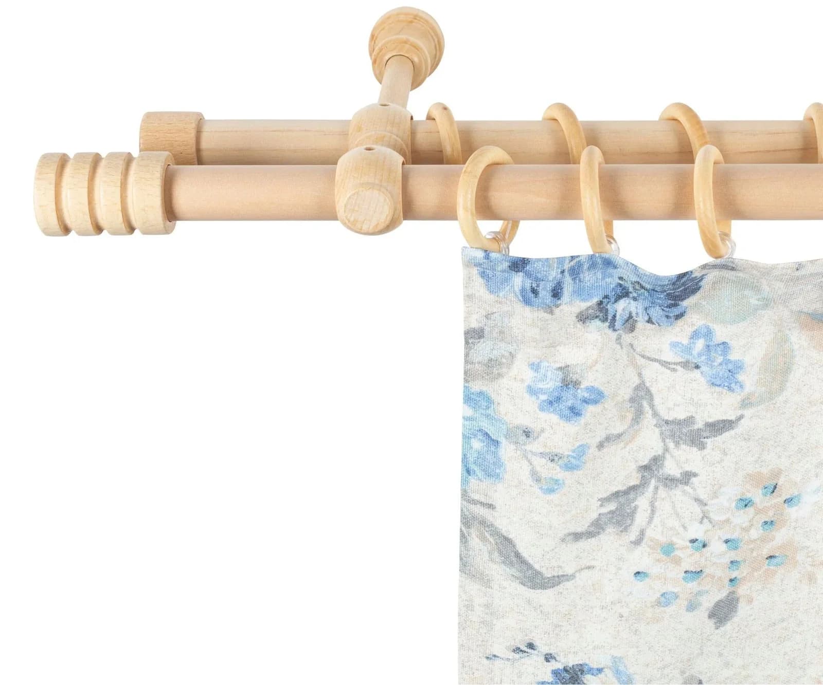 Gardinenstange Pisa von SN DECO GROUP, 28 mm, 2-läufig, Massivholz, Natur