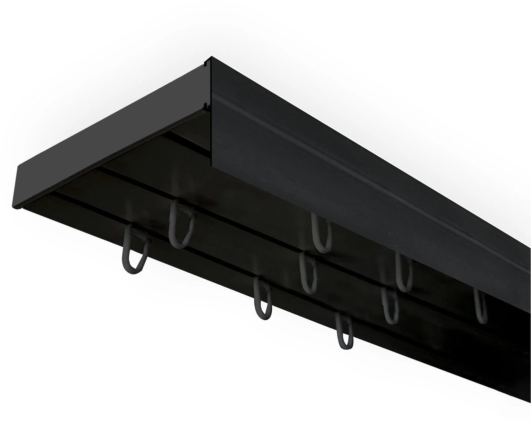 SN DECO GROUP Gardinenschiene 3-läufig Schwarz mit Blende