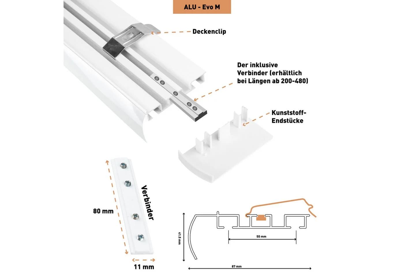 SN DECO GROUP Gardinenschiene Objektschiene EVO-M 2-läufig mit integrierter Blende - Bild 3