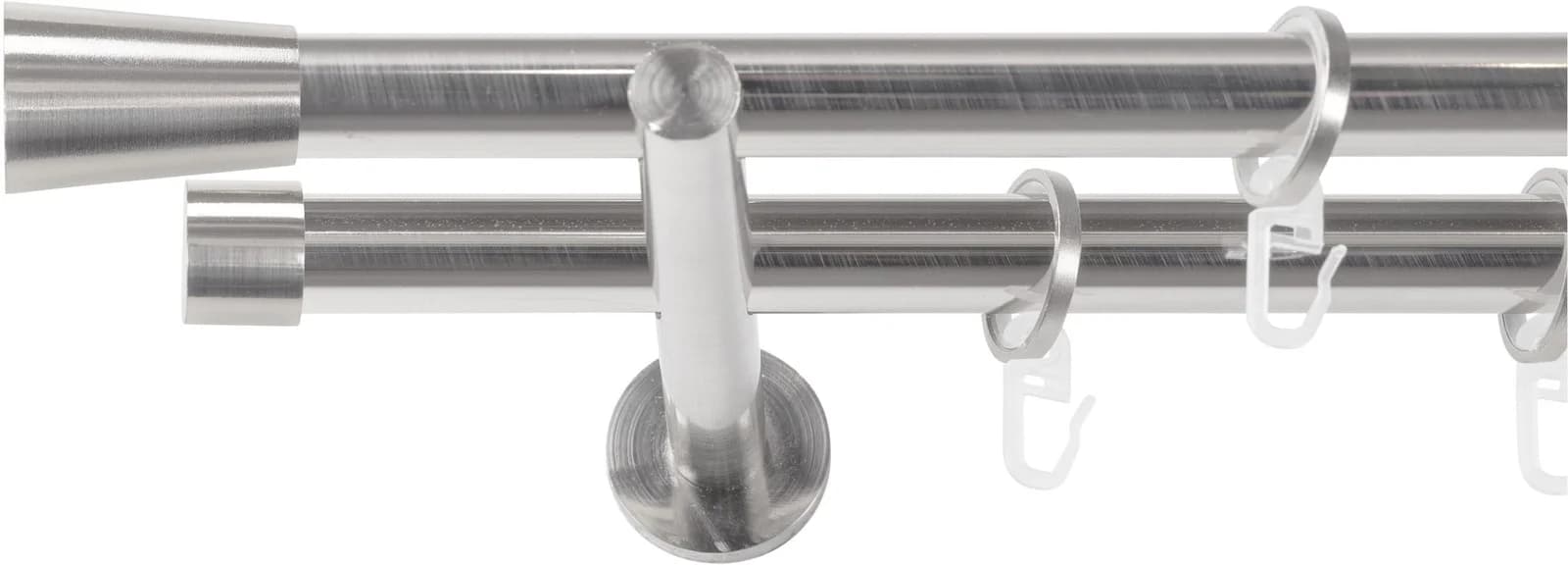 SN DECO GROUP Gardinenstange Edelstahl-Optik 2-läufig 220cm