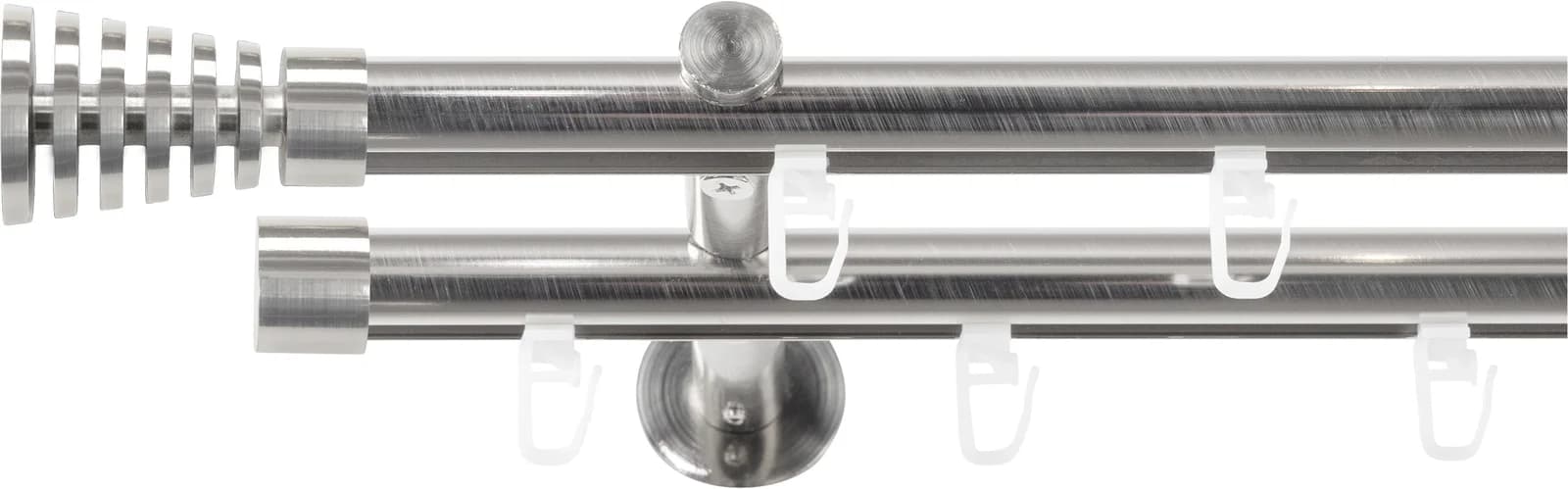 SN DECO GROUP Gardinenstange Silber Edelstahl-Optik 2-läufig