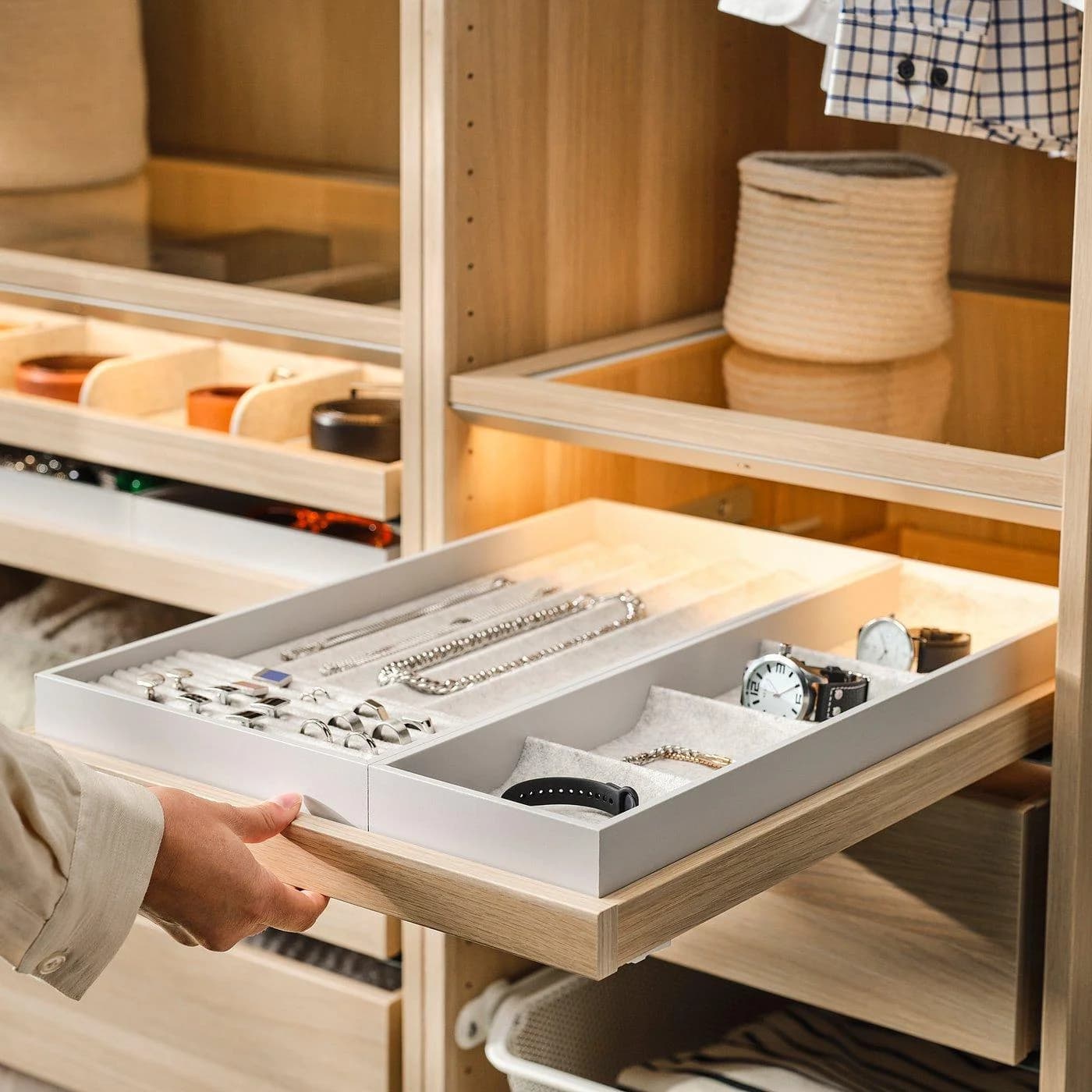 IKEA KOMPLEMENT Ausziehboden mit Einsatz Eichenoptik