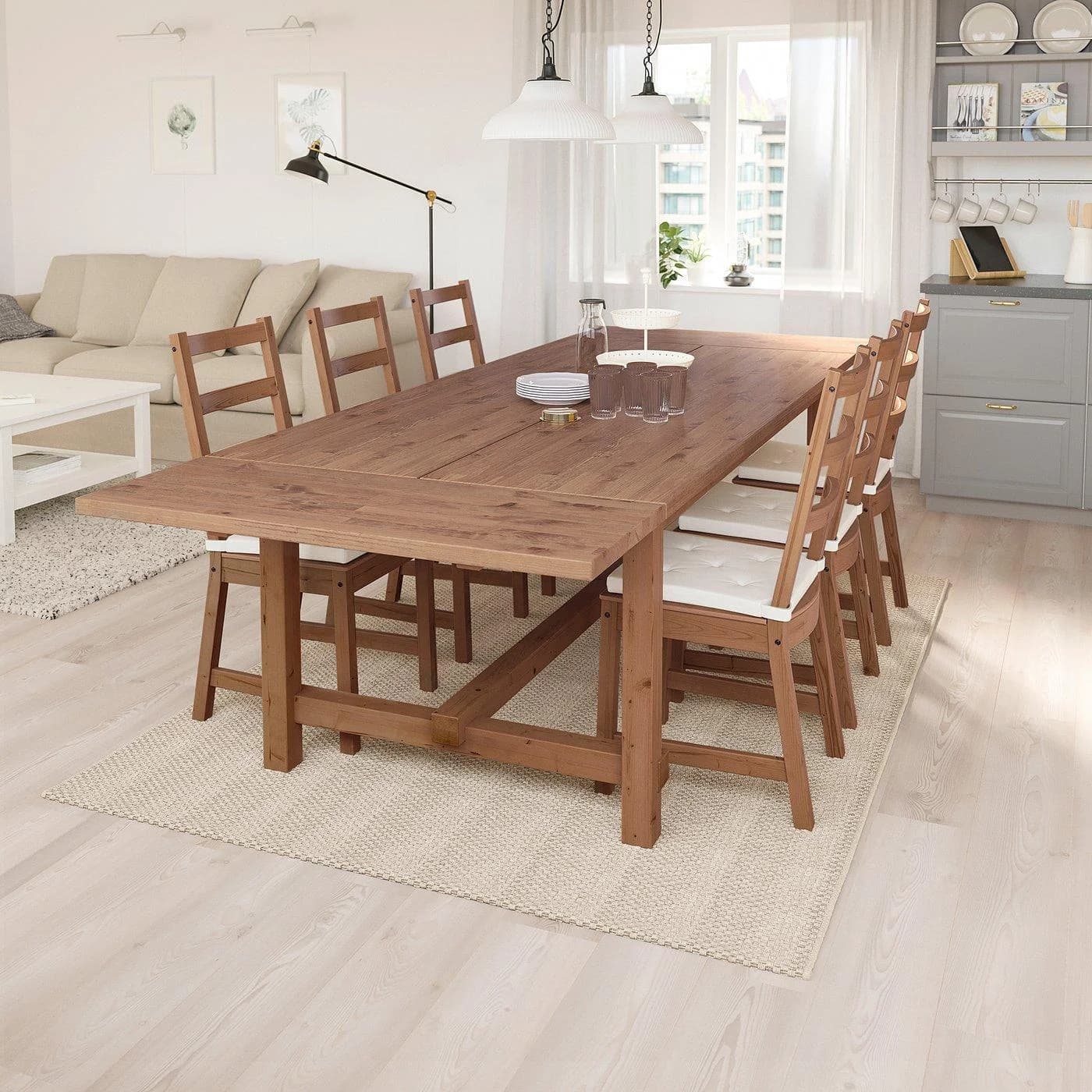 IKEA NORDVIKEN Esstisch und 6 Stühle Set Antikbeize