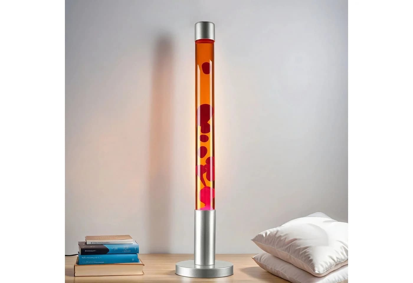 Licht-Erlebnisse Lavalampe ALAN Retro Tischleuchte Rot Orange 76cm