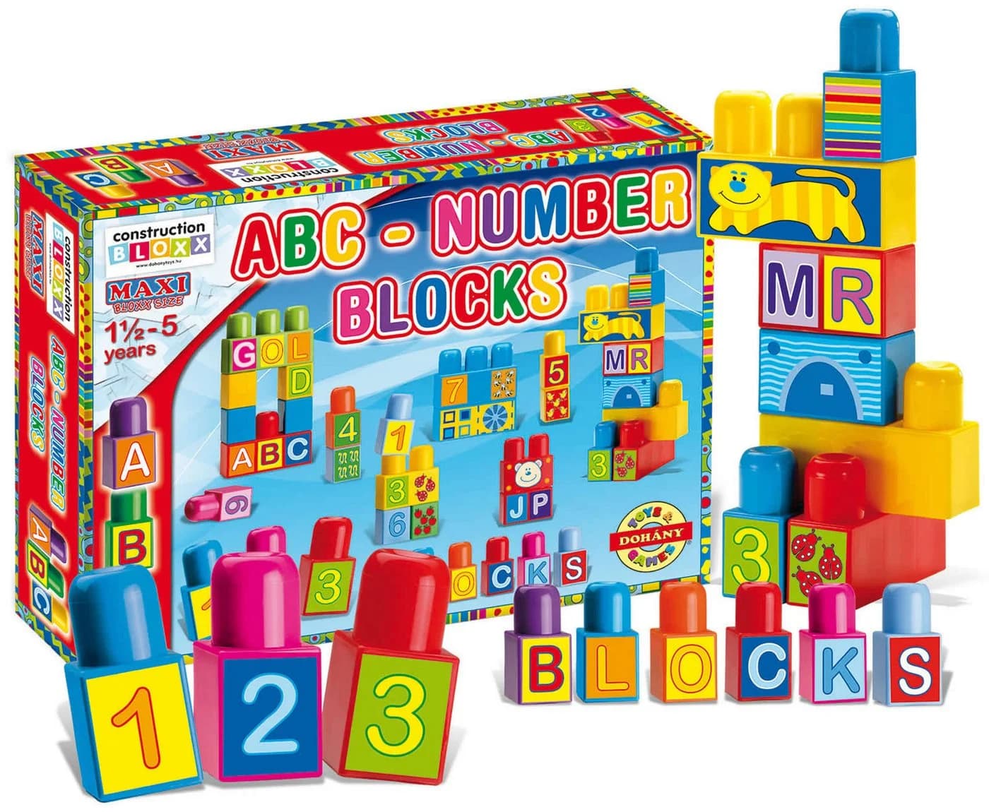 Dohany Maxi Bloxx Steckbausteine 64-tlg. Bunt ABC Zahlen - Bild 2