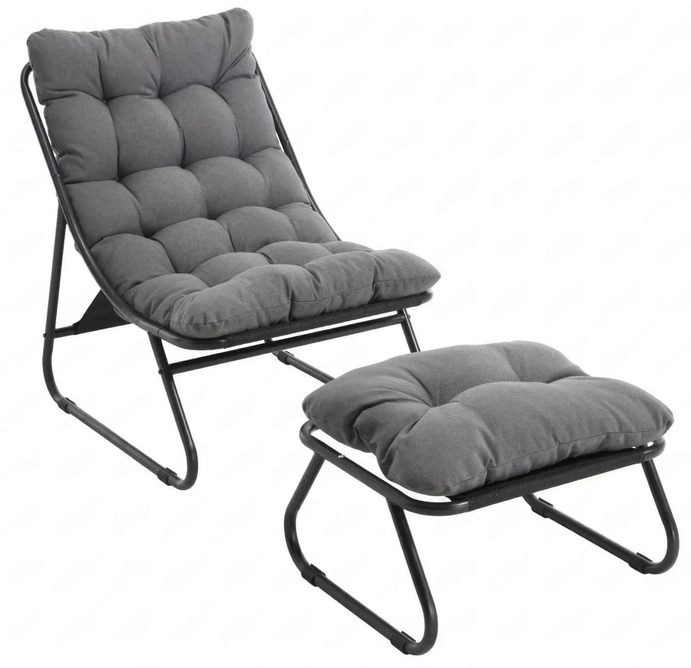 LVHOM Loungesessel mit Hocker - Relaxsessel mit Metallgestell - Bild 2