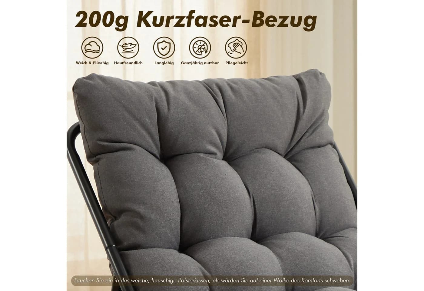 LVHOM Loungesessel mit Hocker - Relaxsessel mit Metallgestell - Bild 5
