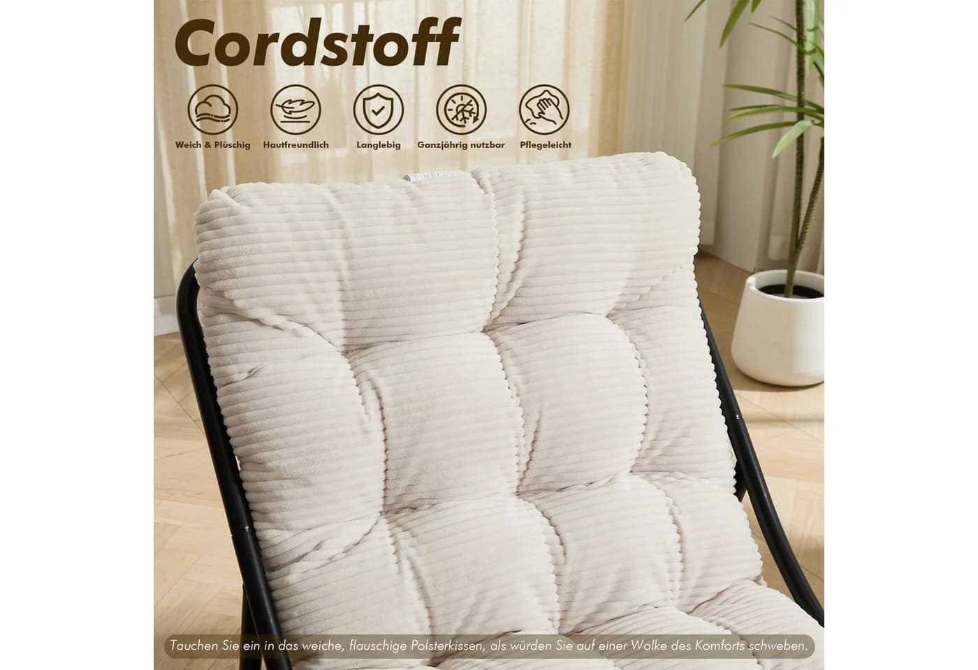 LVHOM Loungesessel mit Hocker Ergonomisch Weiß - Bild 5