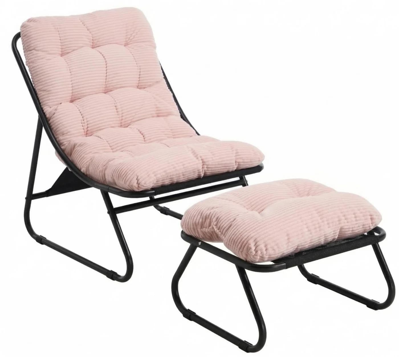 LVHOM Loungesessel mit Hocker Rosa Ergonomisch Stahl - Bild 2