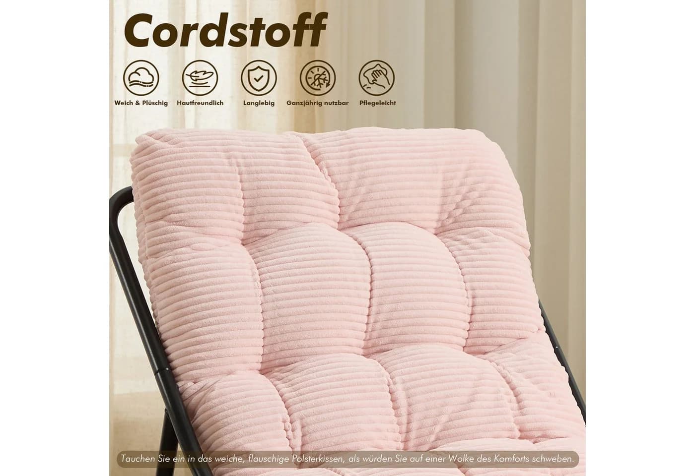 LVHOM Loungesessel mit Hocker Rosa Ergonomisch Stahl - Bild 5