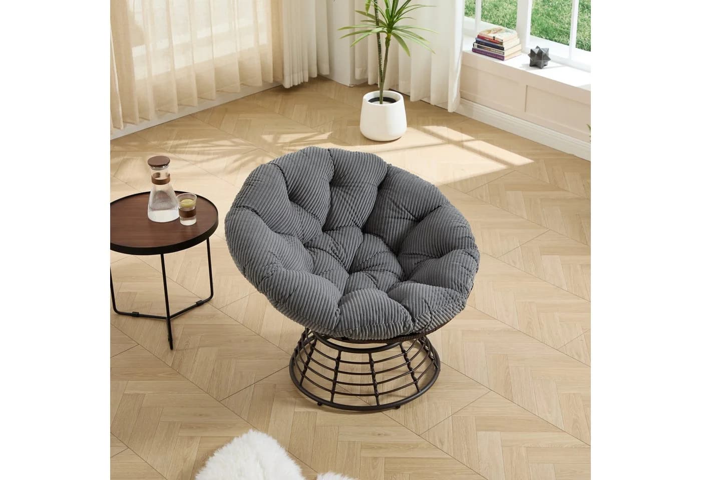 LVHOM Relaxsessel Grau 360° drehbar mit Kissen - Bild 4