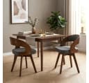 LVHOM Esszimmerstuhl 360° drehbar Massivholz grau Leinen 2er-Set Bild 2