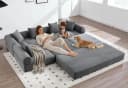 LVHOM Modulsofa mit Schlaffunktion Grau Cord Bild 2