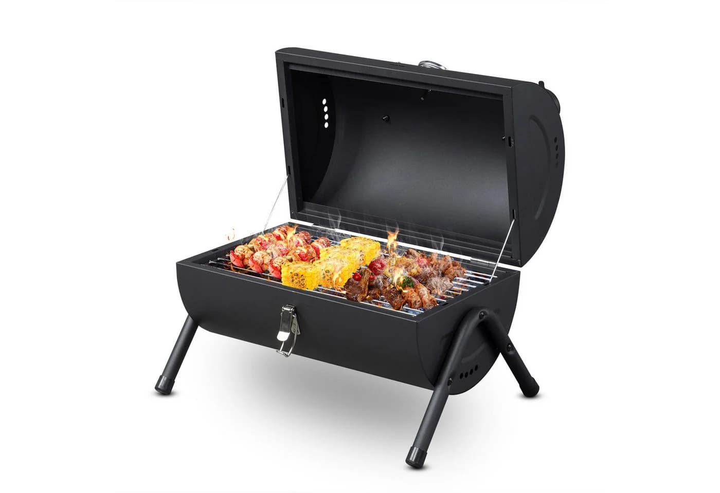 LALAHO Tragbarer Holzkohlegrill mit Deckel und Thermometer - Bild 2