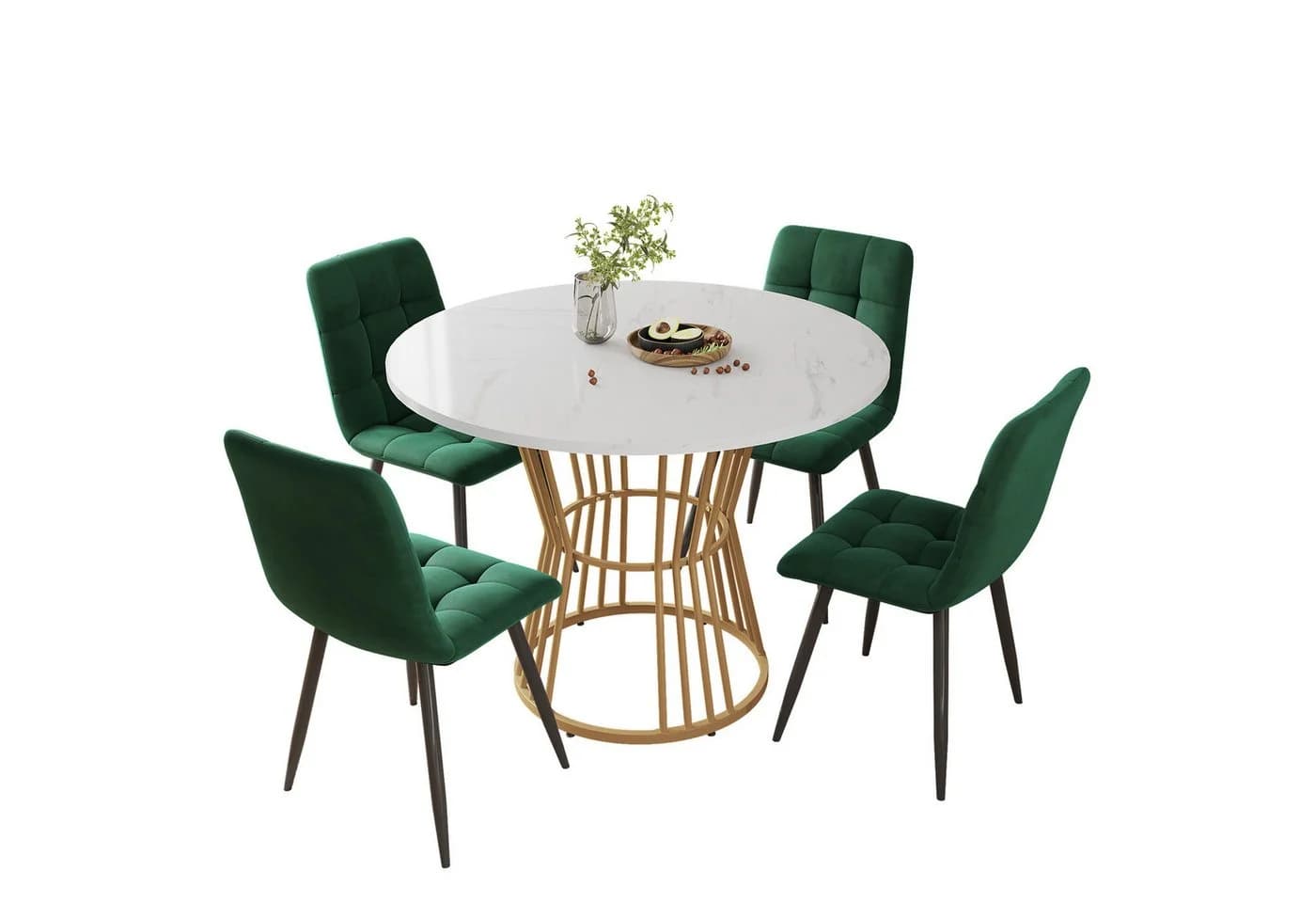 i@home Essgruppe 5-teilig Runder Tisch Gold Samtstühle - Bild 2