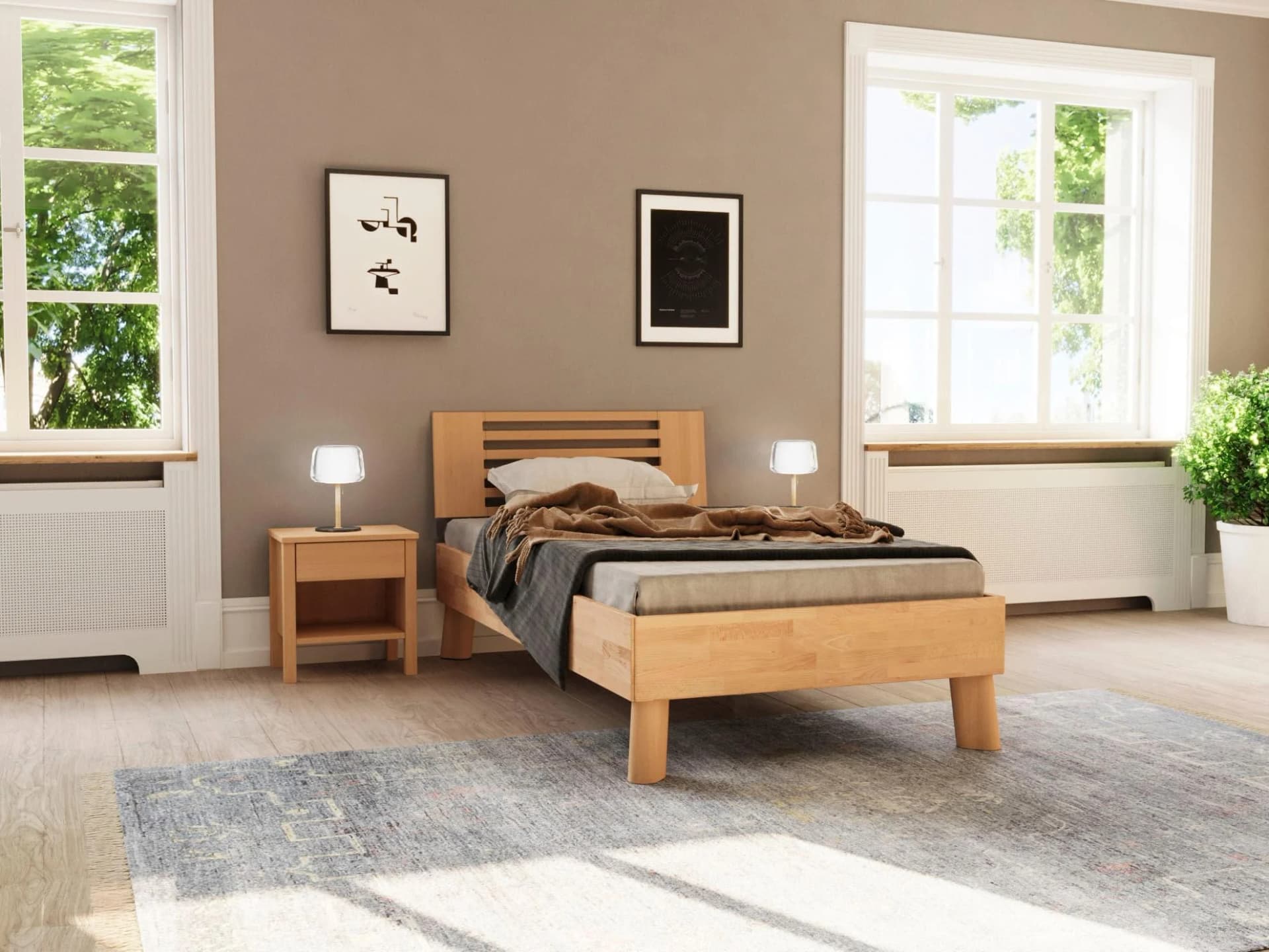 HOME AFFAIRE Chavot III Massivholzbett Kernbuche Beige