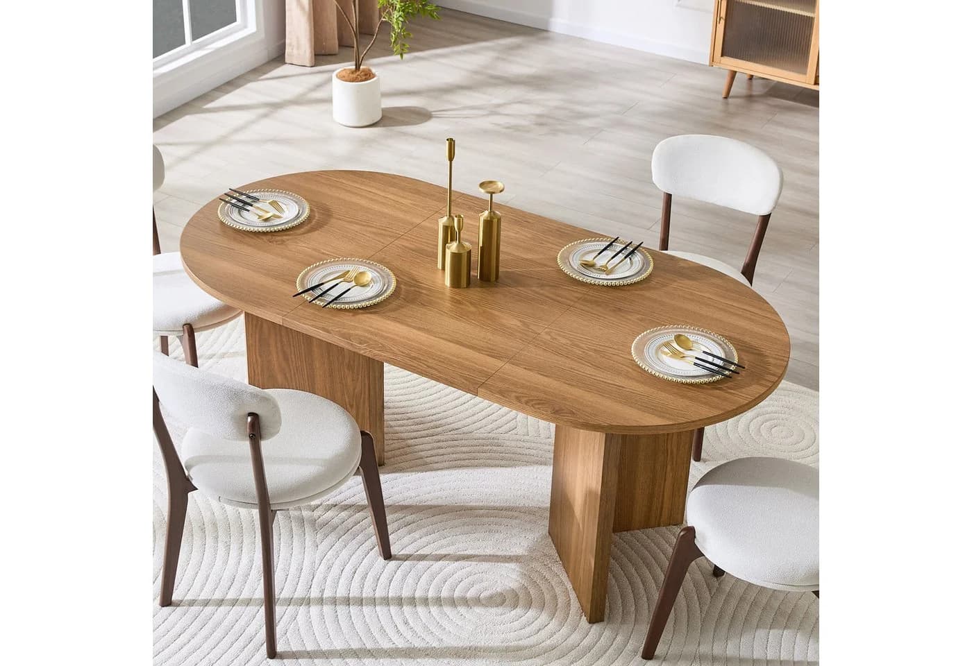 i@home Esstisch Oval Beige Landhausstil für 4-6 Personen