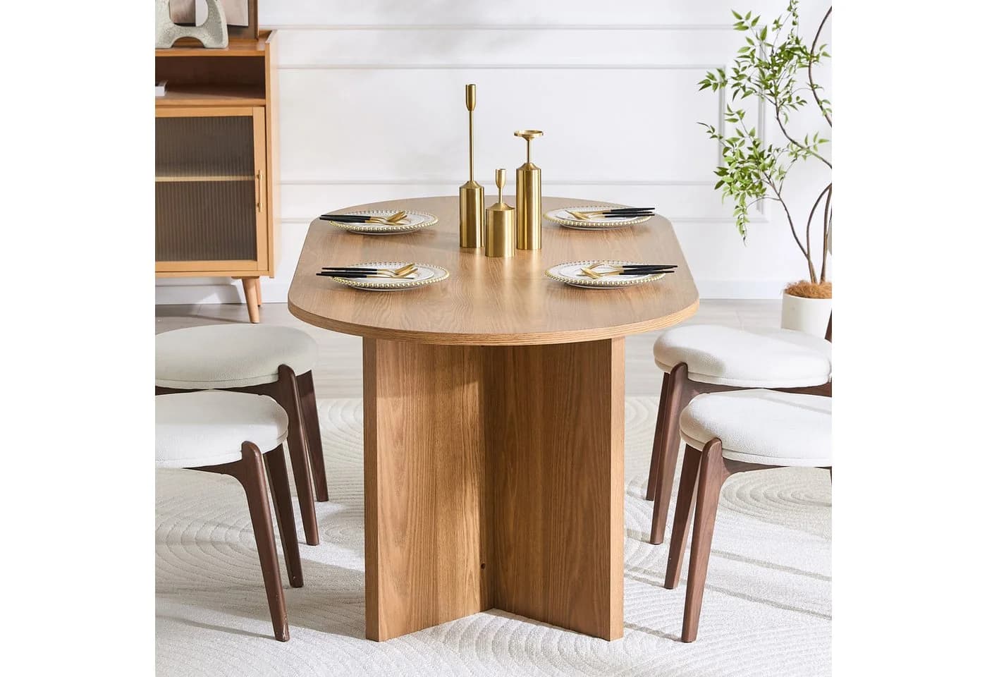 i@home Esstisch Oval Beige Landhausstil für 4-6 Personen - Bild 3