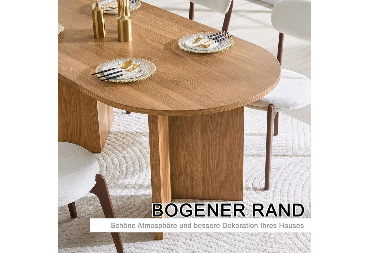 i@home Esstisch Oval Beige Landhausstil für 4-6 Personen - Bild 5