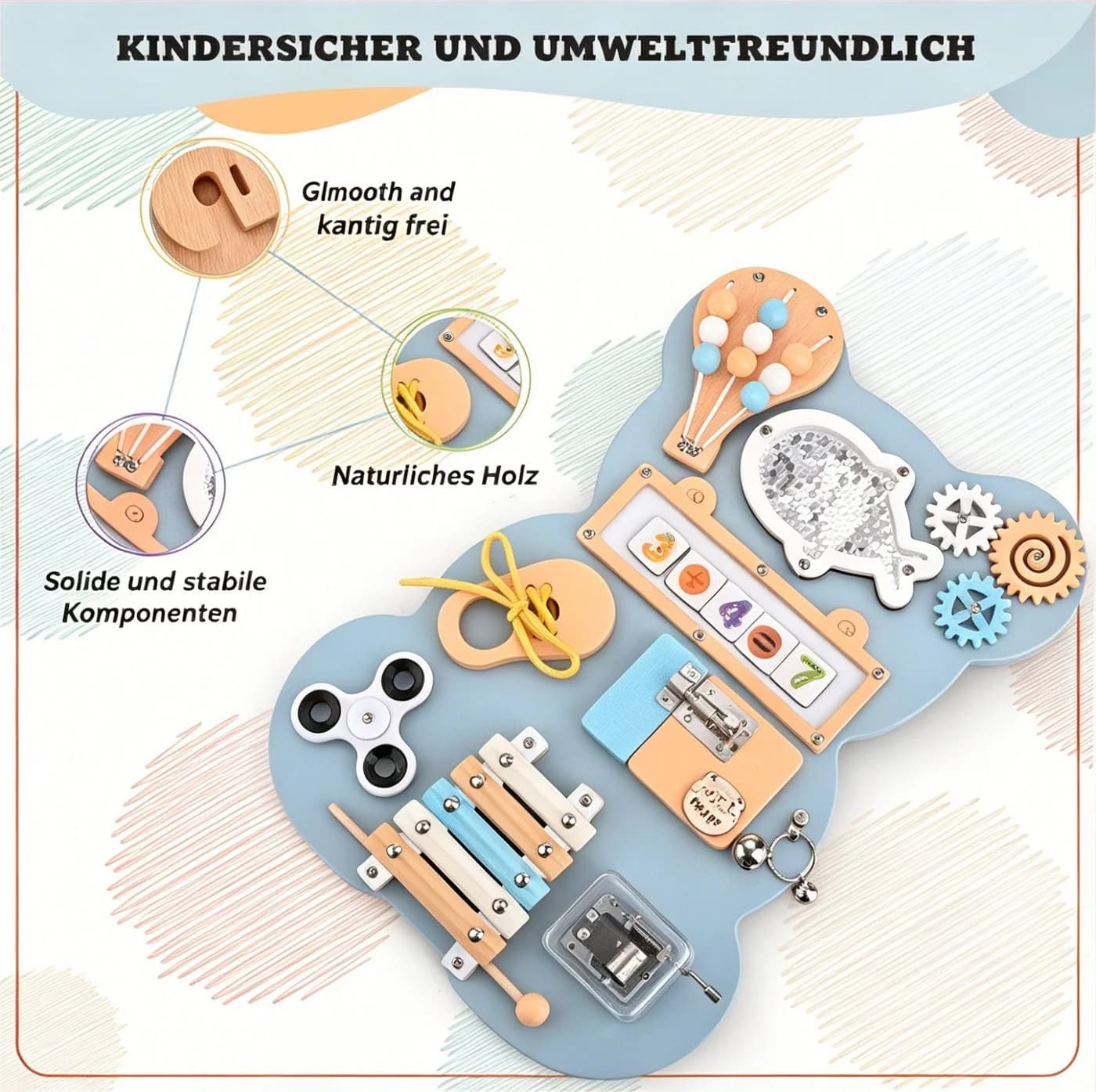 i@home Motorikbrett Bunt Montessori Beschäftigungsspielzeug - Bild 5