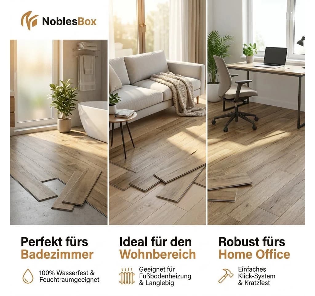 NoblesBox Vinyllaminat Klick Vinylboden SPC Beige Wasserfest - Bild 4