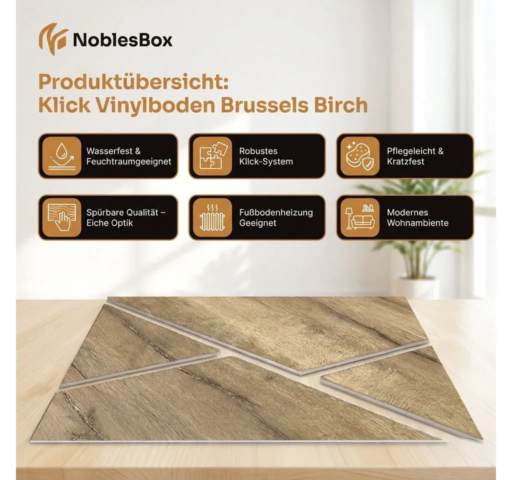 NoblesBox Vinyllaminat Klick Vinylboden SPC Beige Wasserfest - Bild 5
