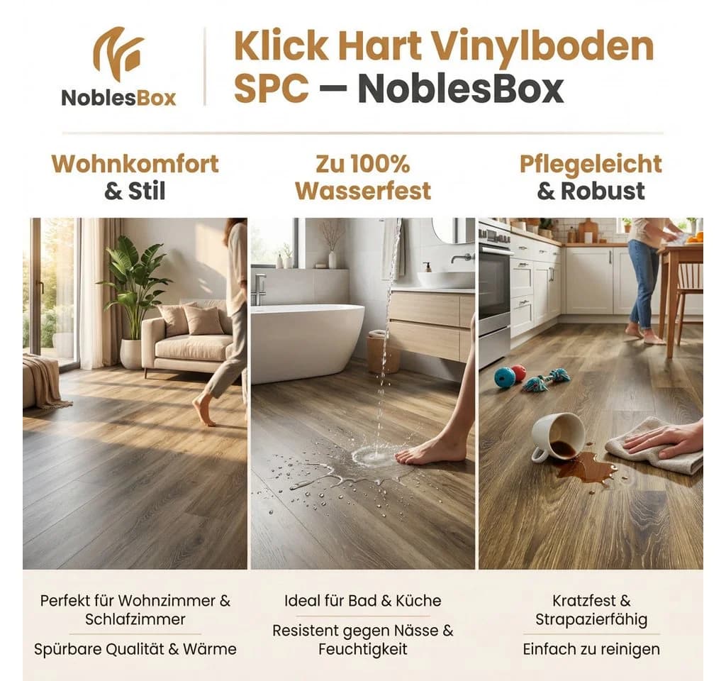 NoblesBox Vinyllaminat Klick Vinylboden SPC Ghent Grey 5mm - Bild 4