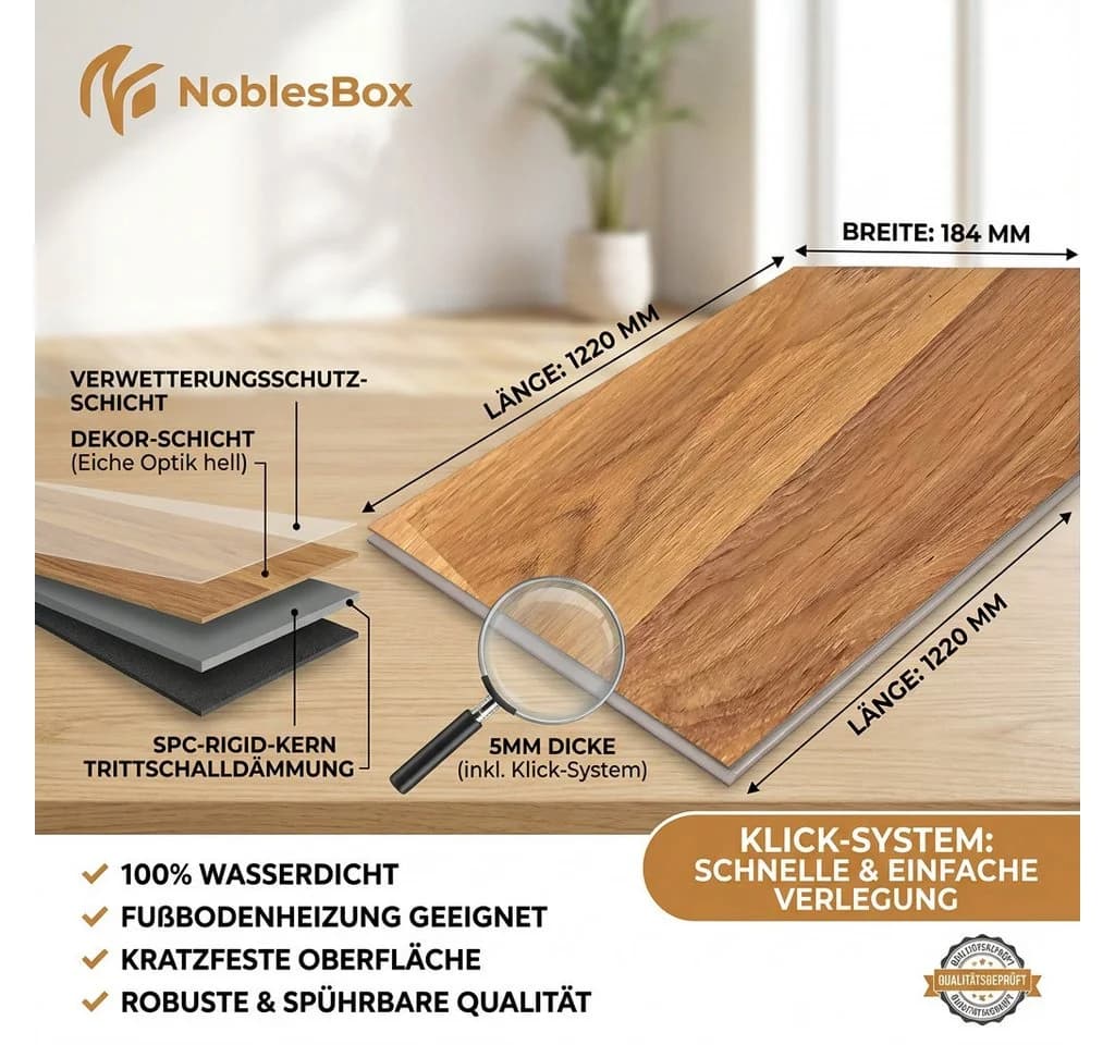 NoblesBox Designboden SPC Klick Vinyl Leuven Laurel Braun Beige - Bild 3