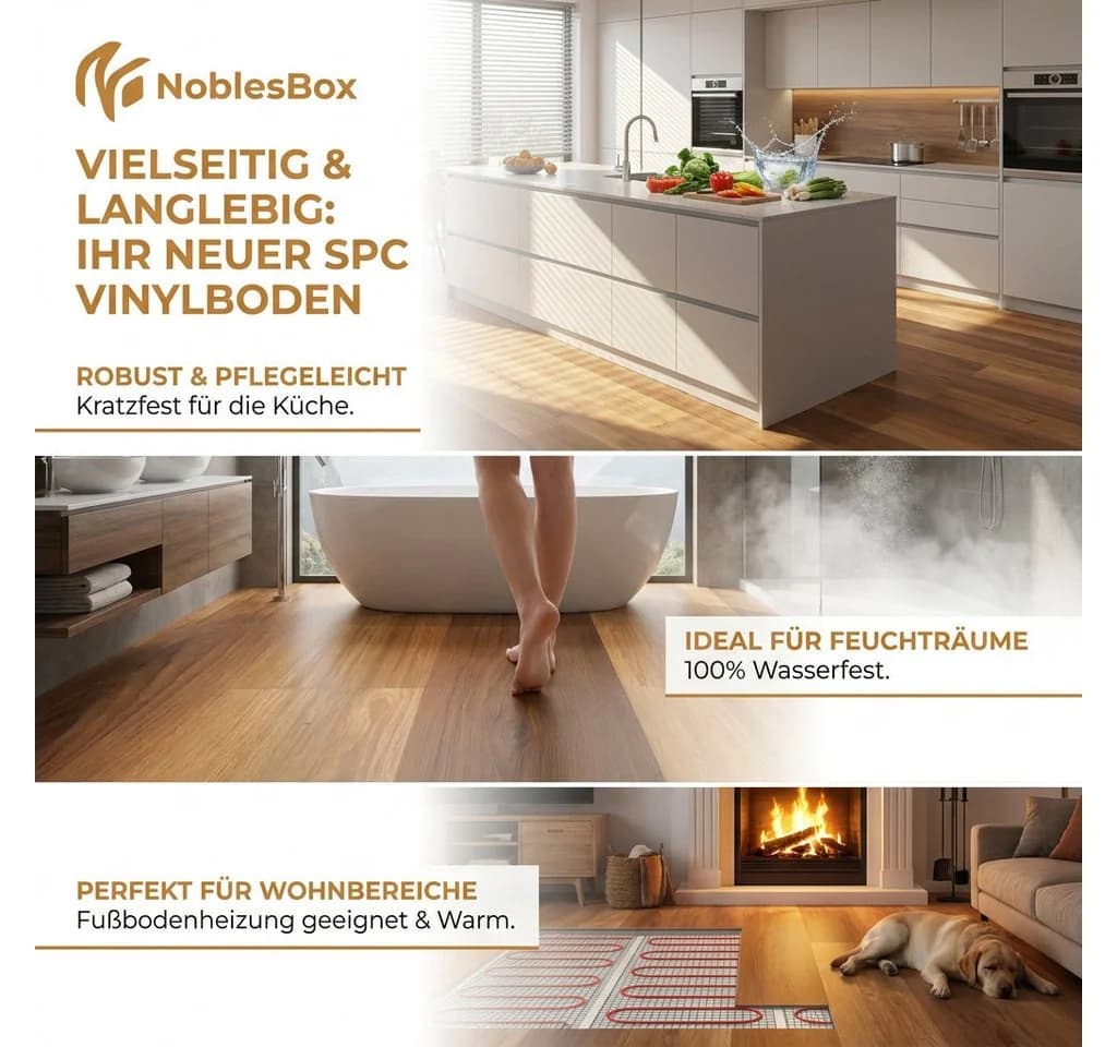 NoblesBox Designboden SPC Klick Vinyl Leuven Laurel Braun Beige - Bild 4
