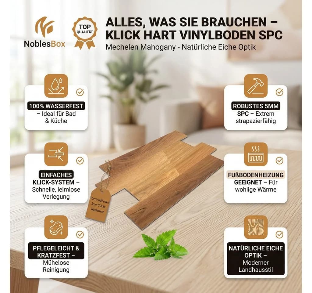 NoblesBox Designboden SPC Klick Vinyl Leuven Laurel Braun Beige - Bild 5