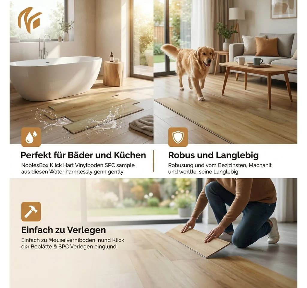 NoblesBox Designboden Klick Vinyl SPC Leuven Laurel Beige - Bild 4