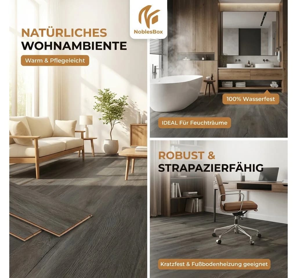 NoblesBox Designboden Klick Vinyl SPC Leuven Laurel Beige - Bild 4