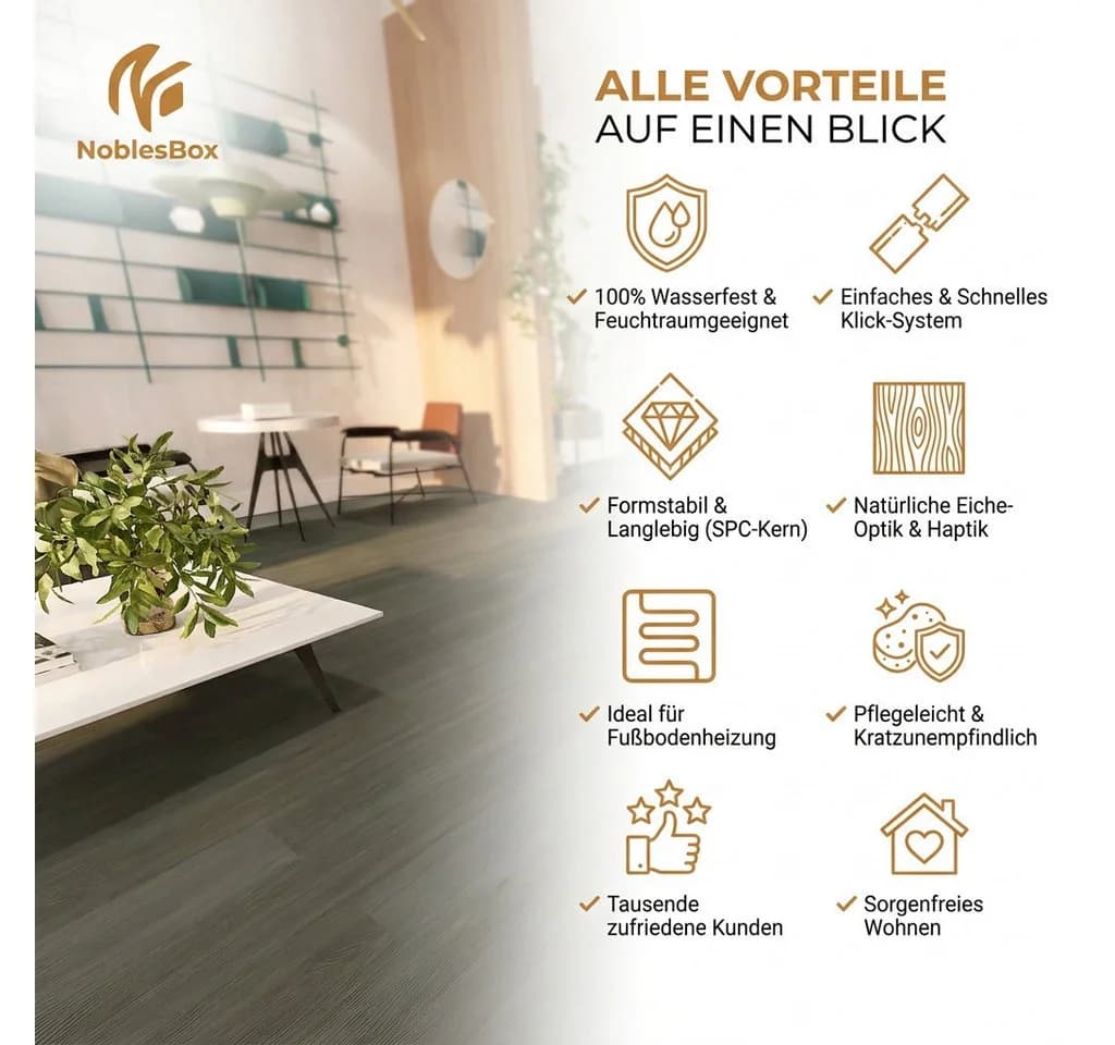 NoblesBox Designboden Klick Vinyl SPC Leuven Laurel Beige - Bild 5
