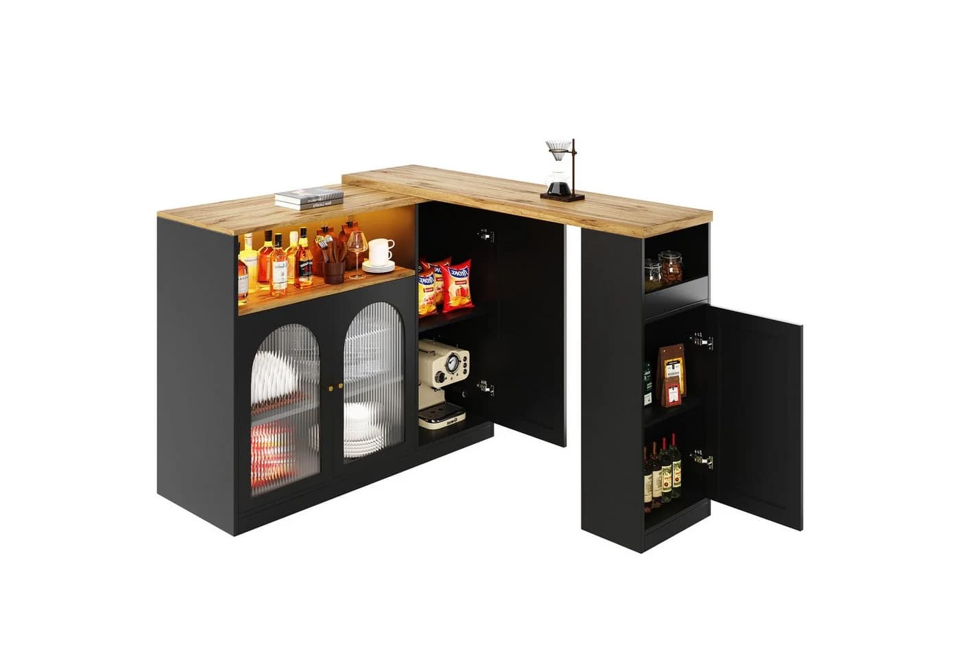 i@home 360° drehbarer Bartisch Sideboard mit LED und Glas - Bild 2