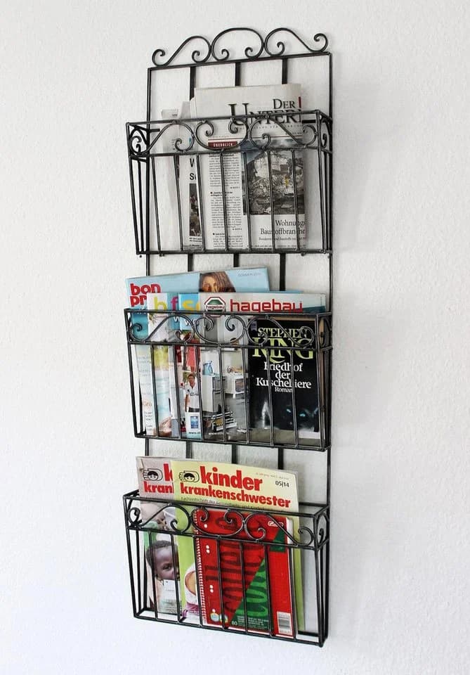 DanDiBo Zeitungsständer Wandregal Braun Metall - Bild 2