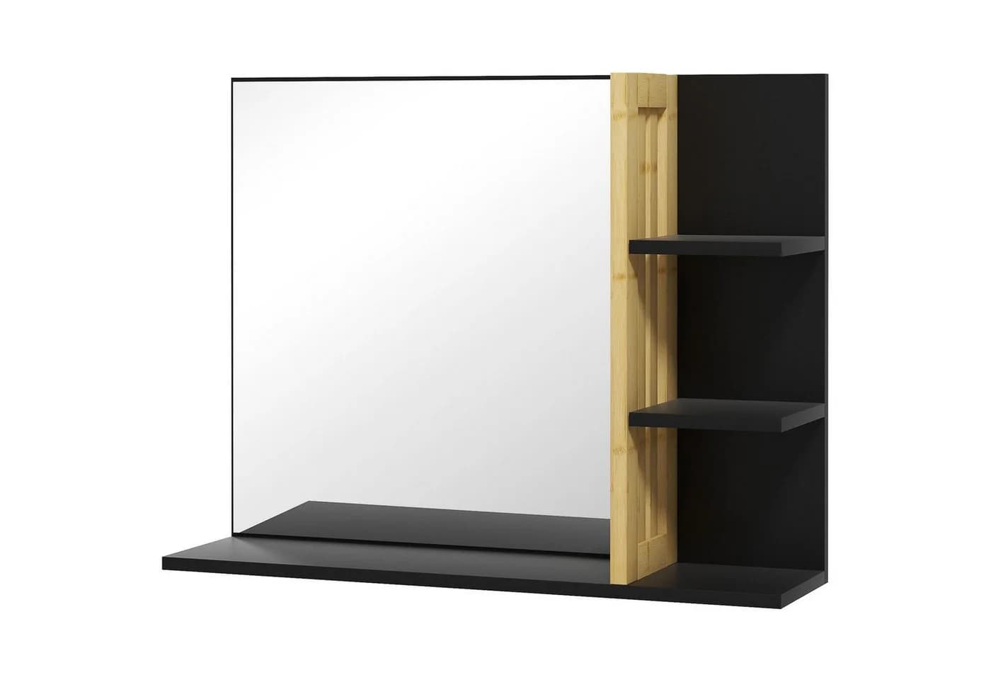 BAYMATE Spiegelschrank mit Ablagefächern Bambus MDF