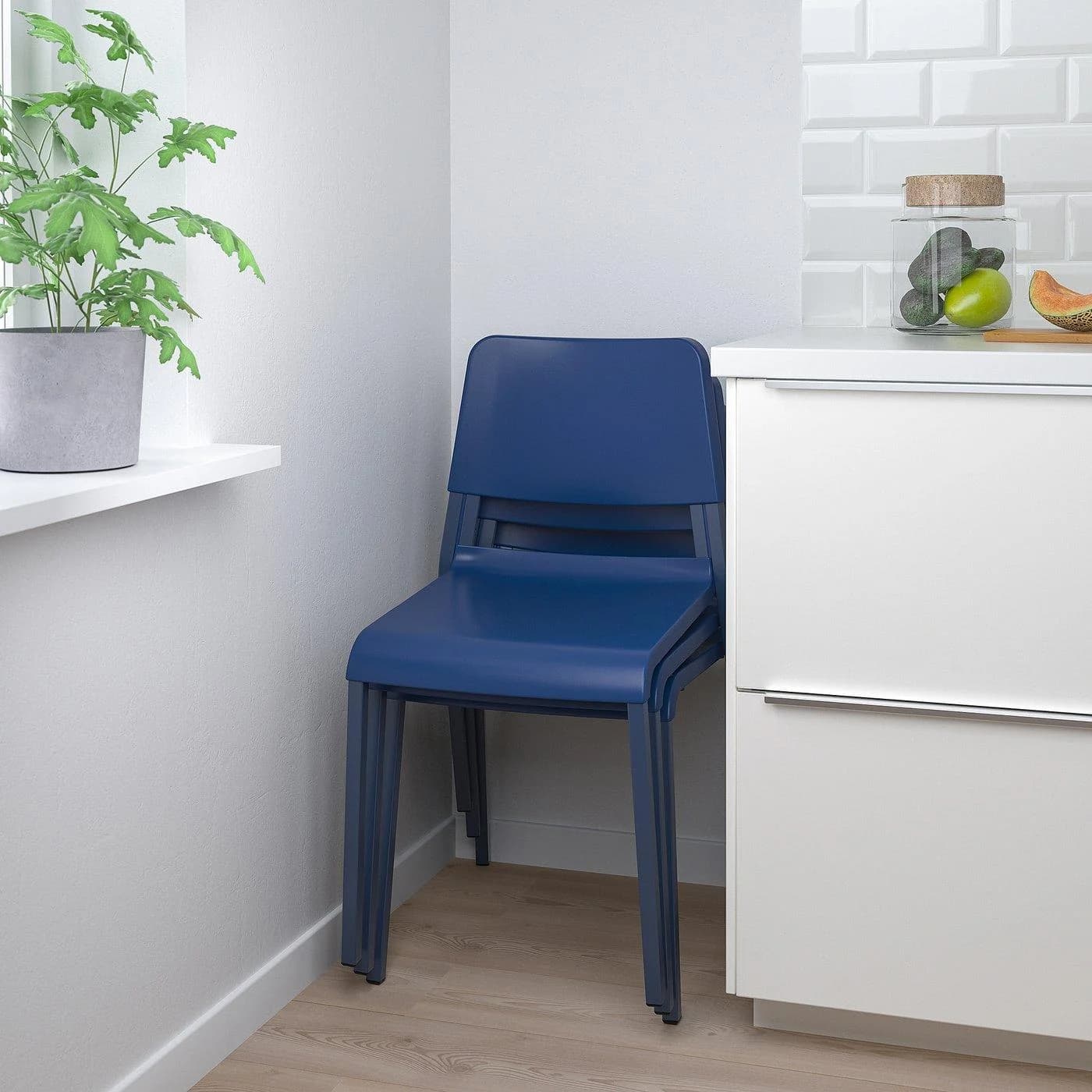 IKEA TEODORES Stuhl Blau Stapelbar