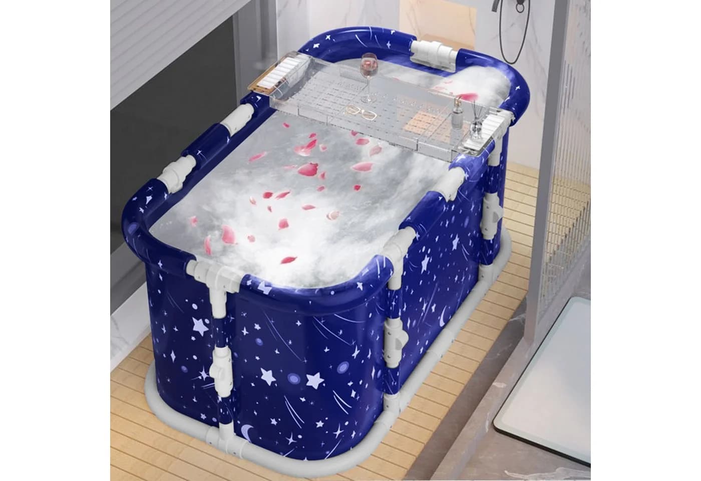 Rutaqian Faltbare Badewanne mit Metallrahmen 110x60x50 cm - Bild 3