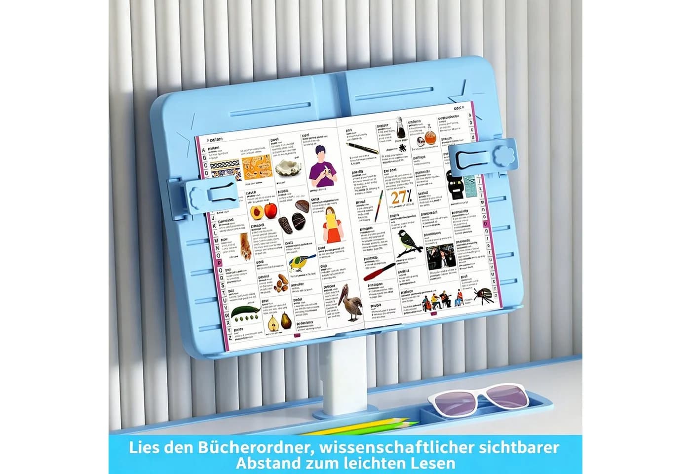 Rutaqian Kinderschreibtisch höhenverstellbar mit Stuhl und Leseständer - Bild 5