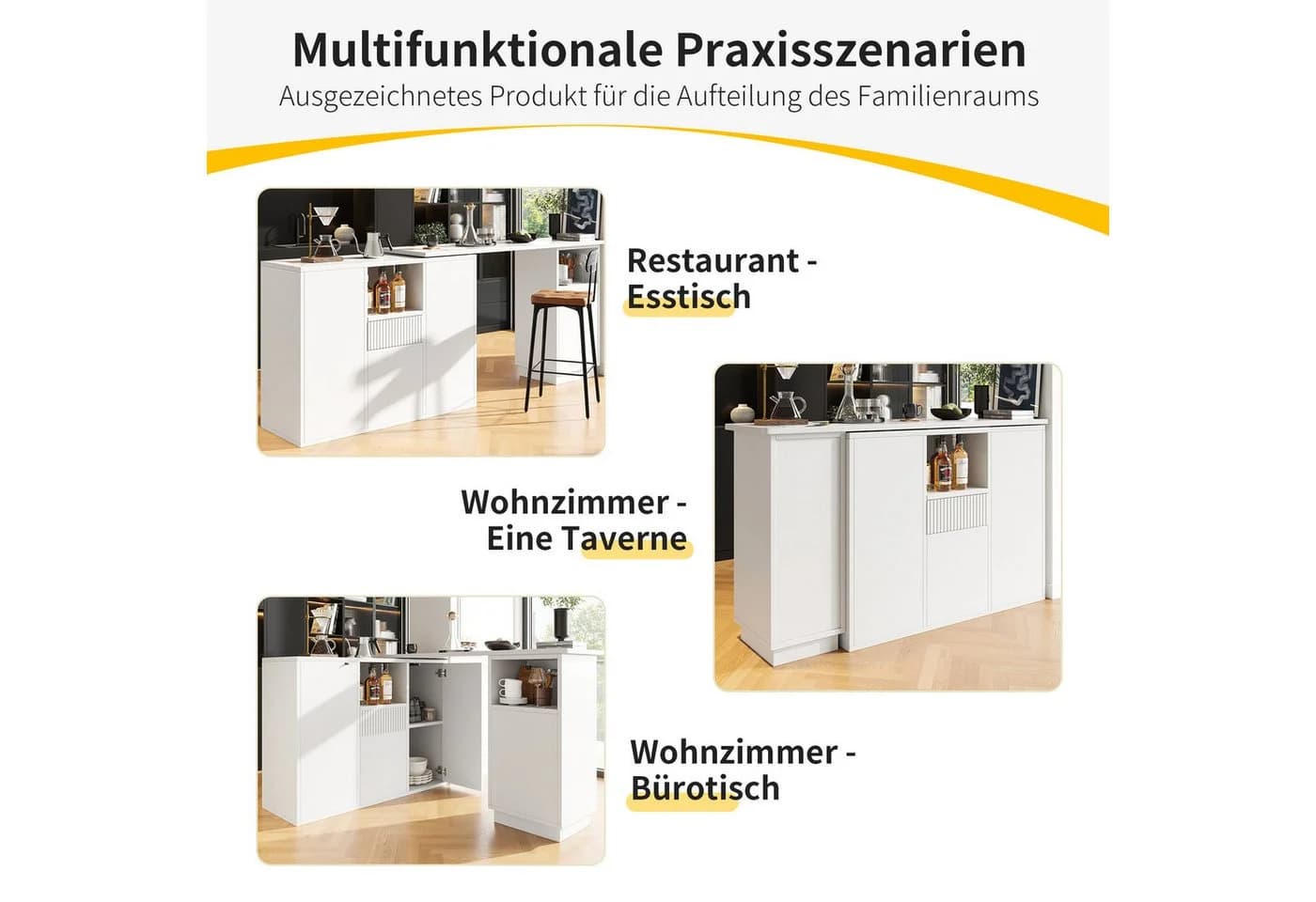 i@home Bartisch Kücheninsel Schwarz Marmorstruktur Drehbar - Bild 4