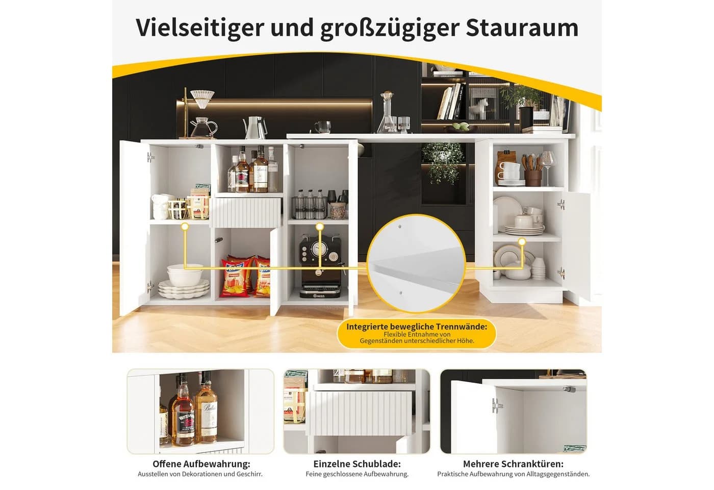 i@home Bartisch Kücheninsel Schwarz Marmorstruktur Drehbar - Bild 5