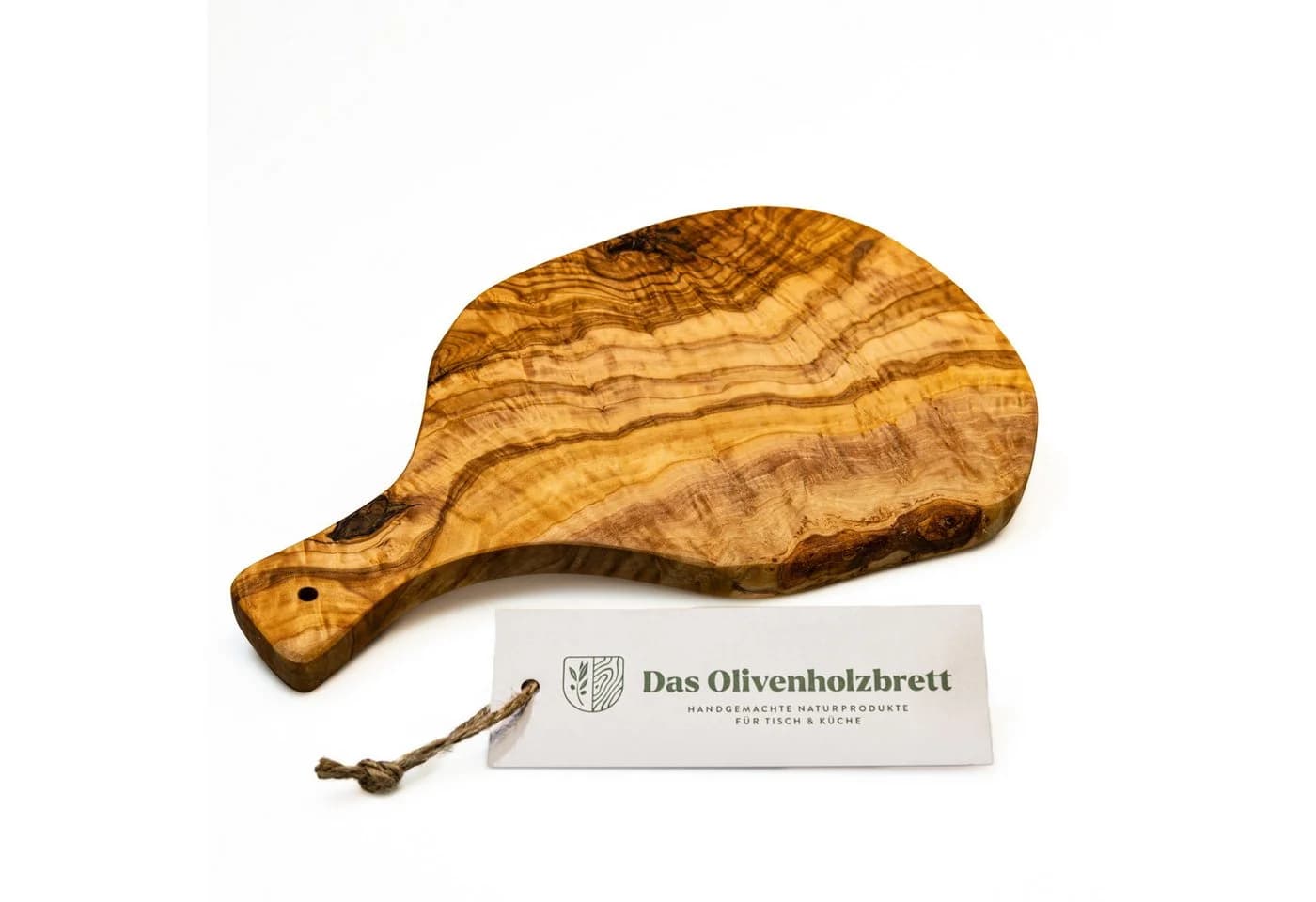 dasOlivenholzbrett Servierbrett aus Olivenholz im Naturschnitt mit Griff - Bild 2