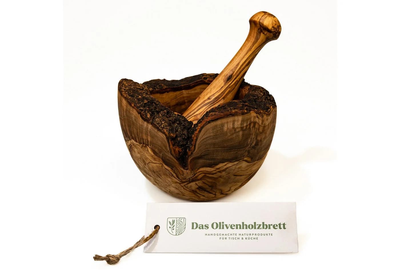 dasOlivenholzbrett Mörser und Stößel aus Olivenholz in Naturoptik - Bild 2