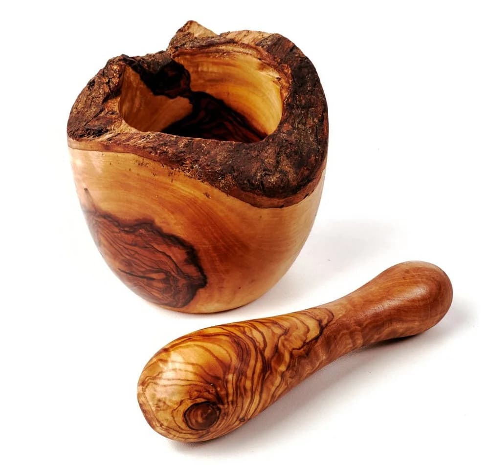 dasOlivenholzbrett Mörser und Stößel aus Olivenholz in Naturoptik - Bild 4