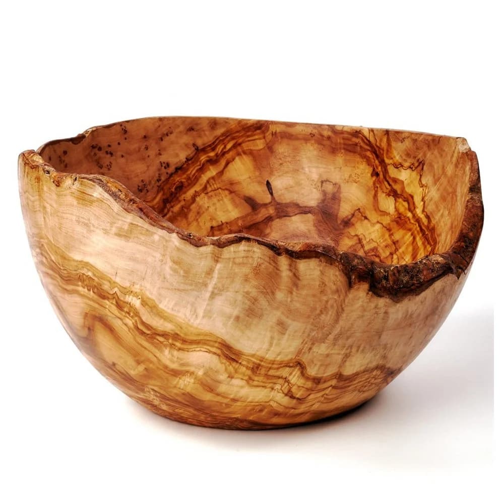 dasOlivenholzbrett Obstschale aus Olivenholz mit Naturrand
