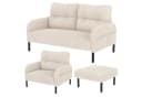 LVHOM Sofa Polstergarnitur 3-tlg. Beige Cord mit Hocker Bild 1