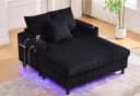 LVHOM Polsterliege XXL Relaxsessel mit LED-Licht & Ladestation Schwarz Bild 2