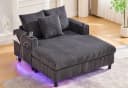 LVHOM Polsterliege XXL Relaxsessel Grau mit LED-Licht & Ladestation Bild 2